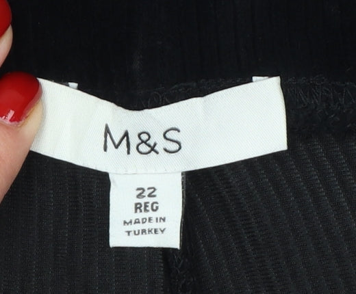 Marks and Spencer Women Black UK 22 Regular Velour Stretch Leggings