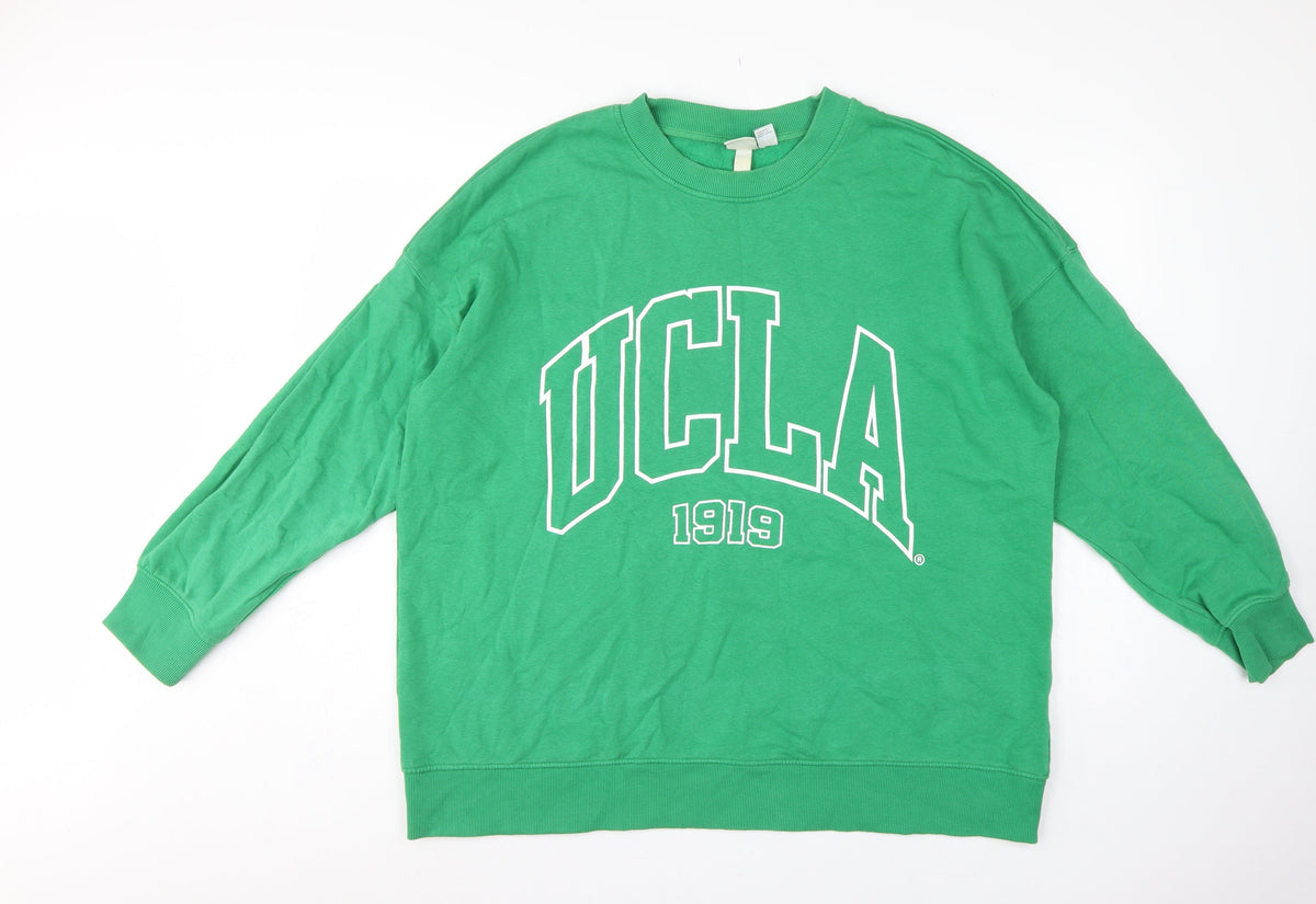 H&M Women Green M UCLA 1919 Logo Crew Neck Pullover Sweatshirt