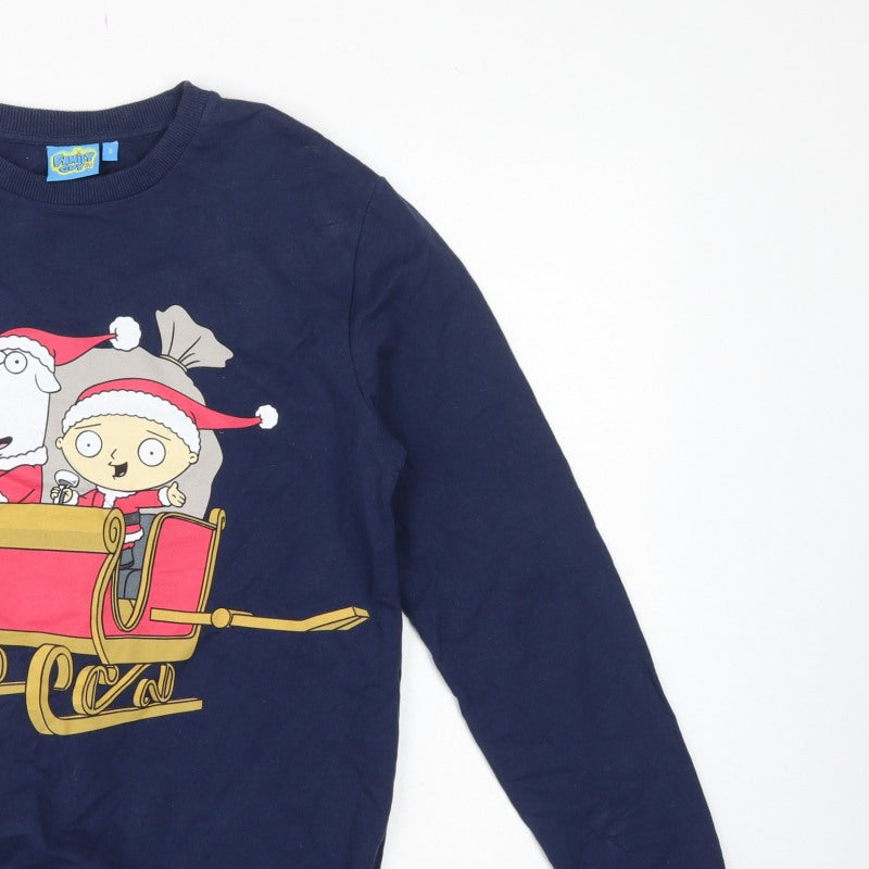 Family Guy Teens Blue S Christmas Brian Stewie Graphic Pullover Sweatshirt