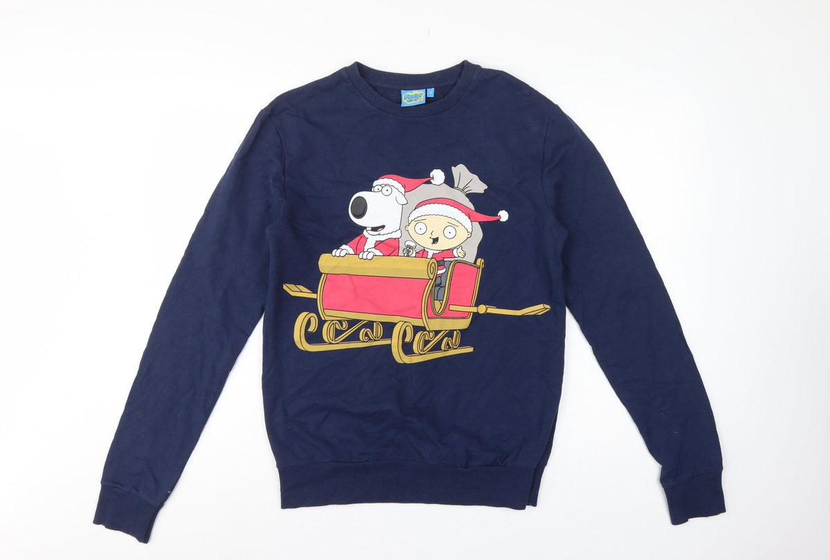 Family Guy Teens Blue S Christmas Brian Stewie Graphic Pullover Sweatshirt