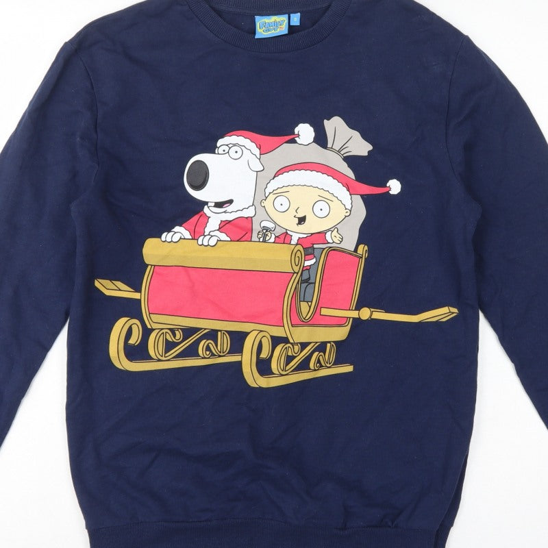 Family Guy Teens Blue S Christmas Brian Stewie Graphic Pullover Sweatshirt