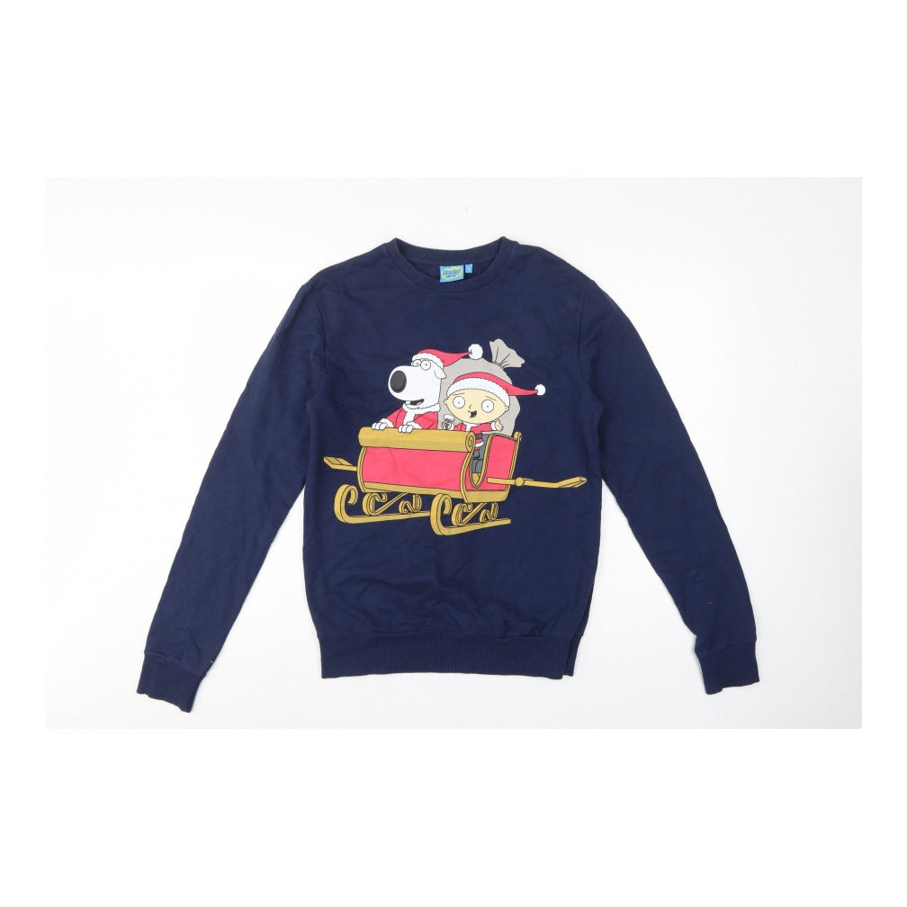 Family Guy Teens Blue S Christmas Brian Stewie Graphic Pullover Sweatshirt