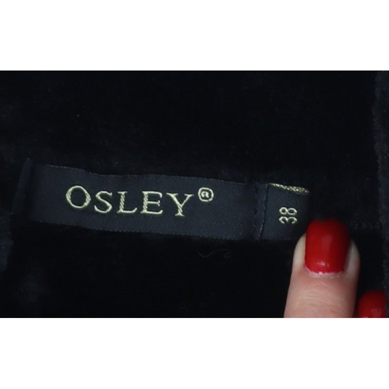 Osley Women’s Black UK 10 Faux Leather Biker Jacket Fur Collar