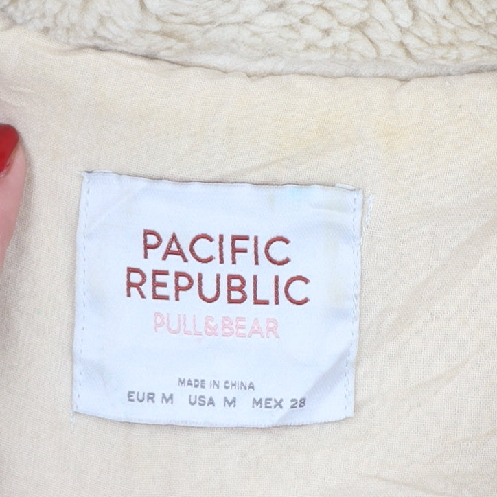 Pacific Republic Women Beige M Teddy Faux Fur Zip Jacket