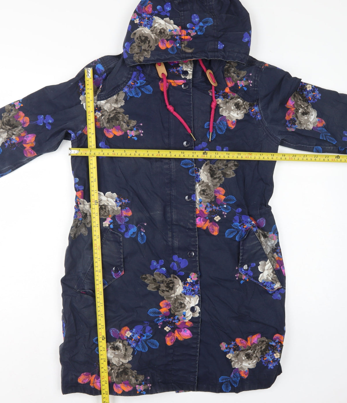 Joules Women’s Blue Floral UK 10 Right As Rain Waterproof Hooded Coat