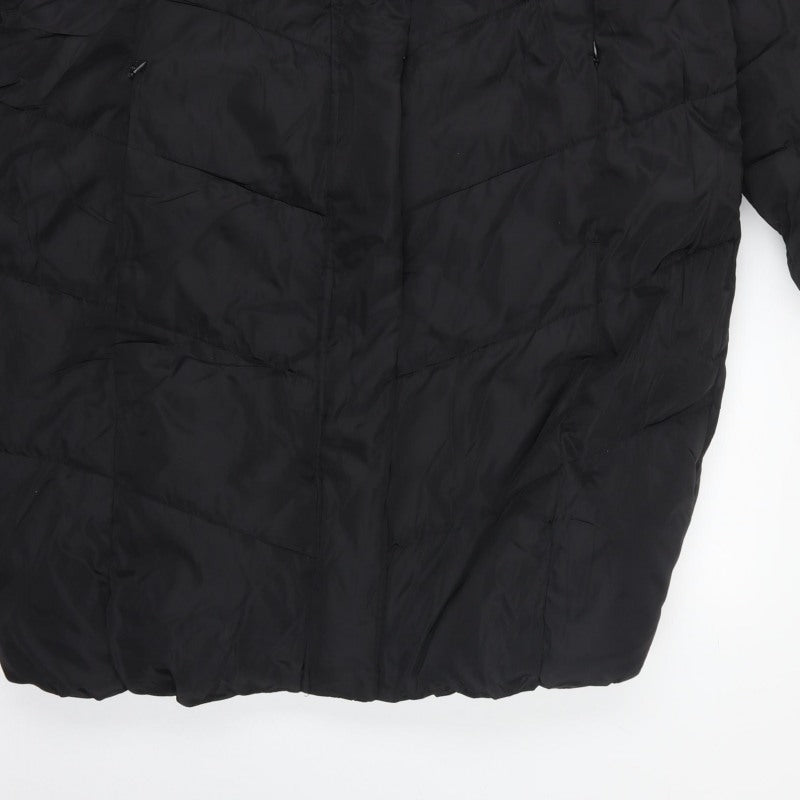 Marks Spencer Girls Black 15-16 Years Long Hooded Puffer Jacket