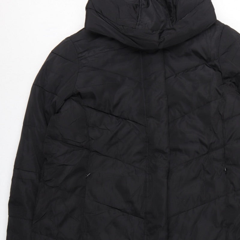 Marks Spencer Girls Black 15-16 Years Long Hooded Puffer Jacket