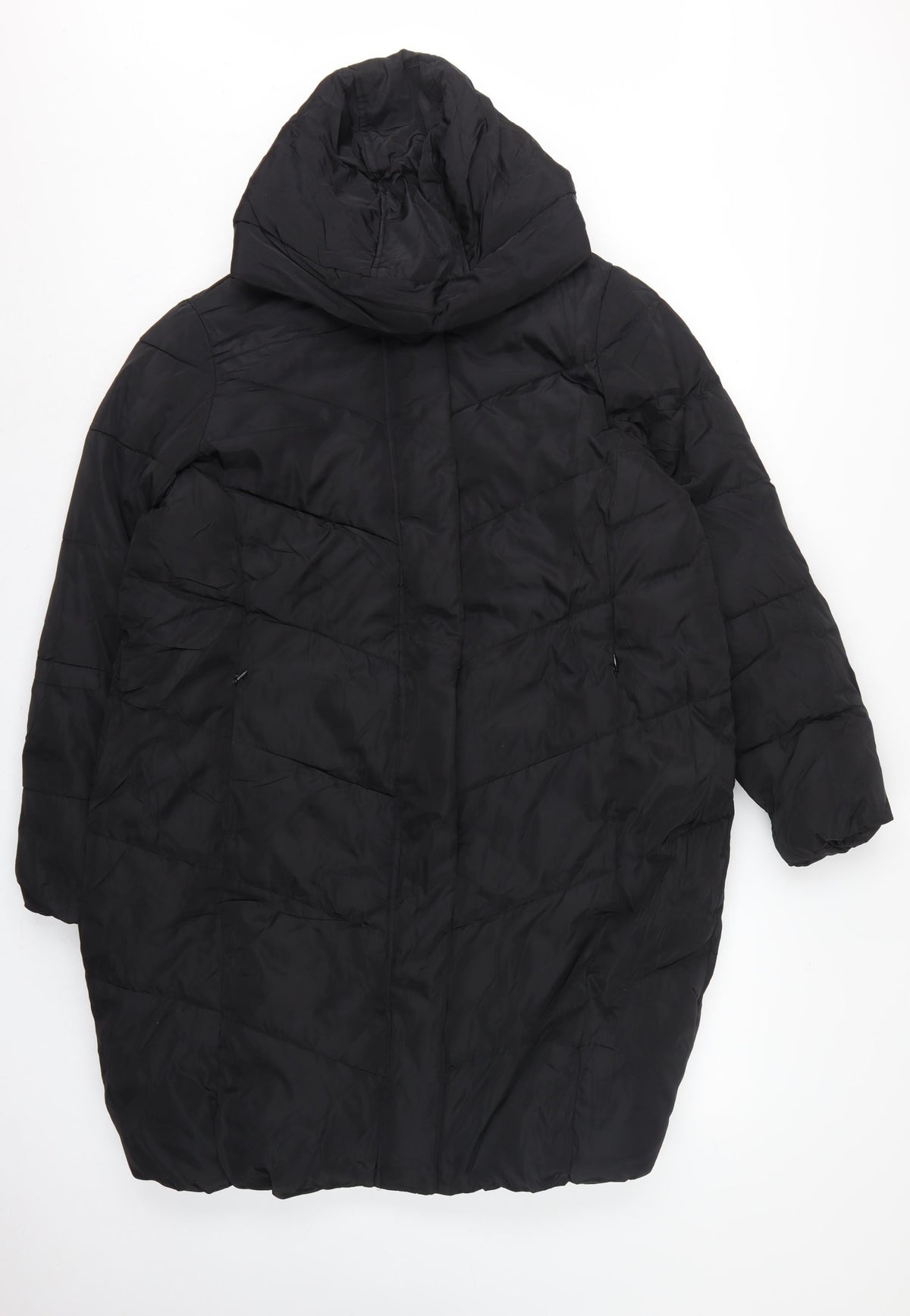 Marks Spencer Girls Black 15-16 Years Long Hooded Puffer Jacket