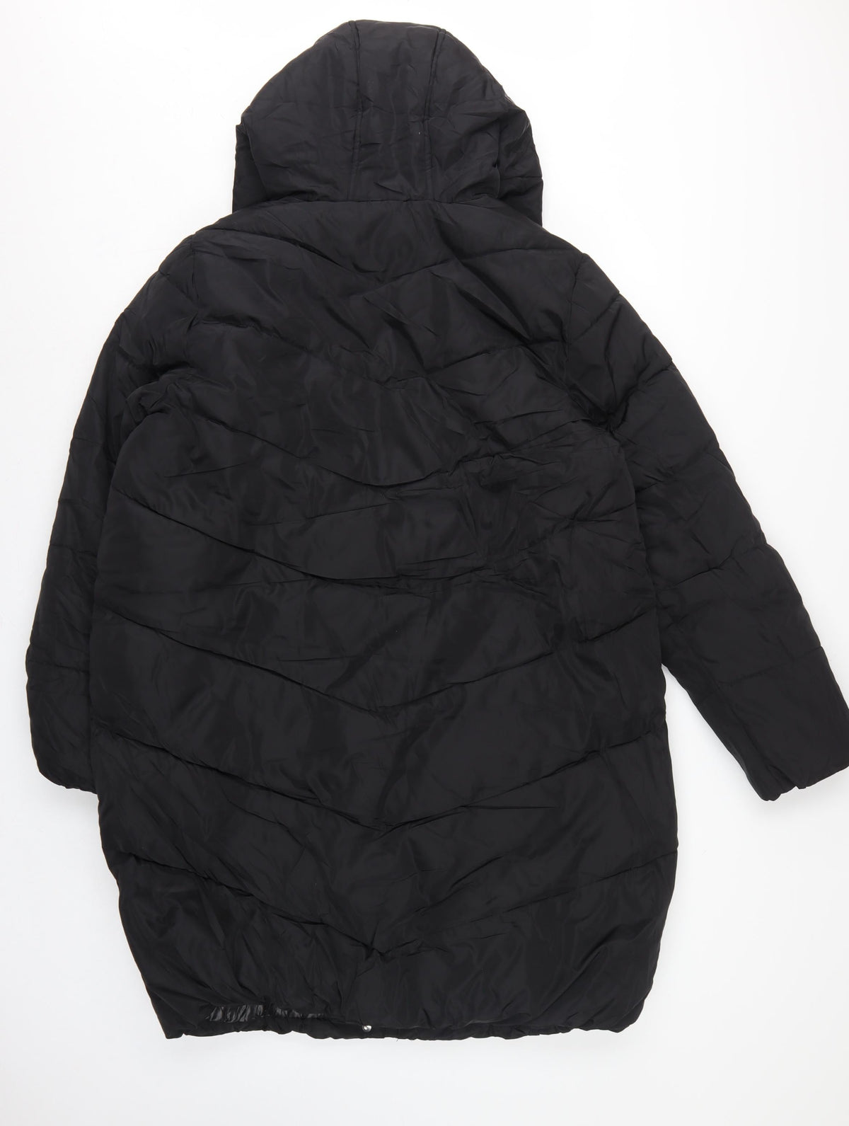 Marks Spencer Girls Black 15-16 Years Long Hooded Puffer Jacket