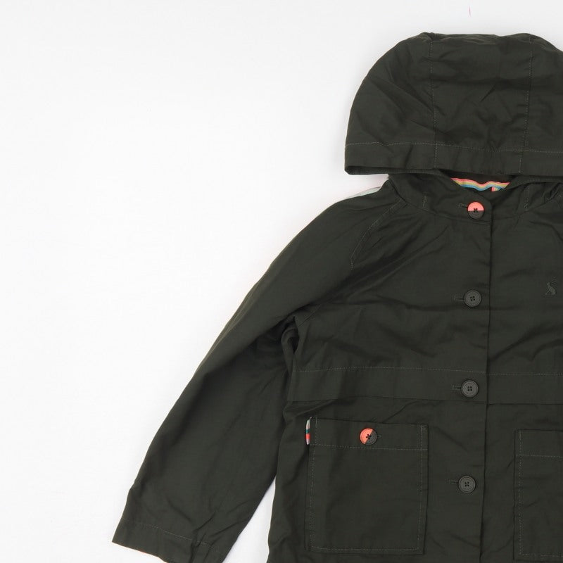Joules Girls Black 8 Years Hooded Parka Jacket Cotton Blend Lined