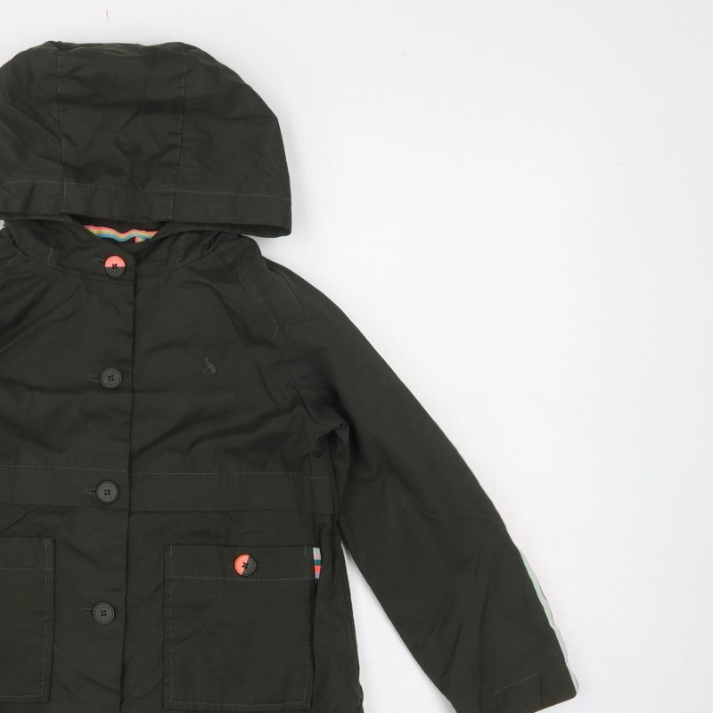 Joules Girls Black 8 Years Hooded Parka Jacket Cotton Blend Lined
