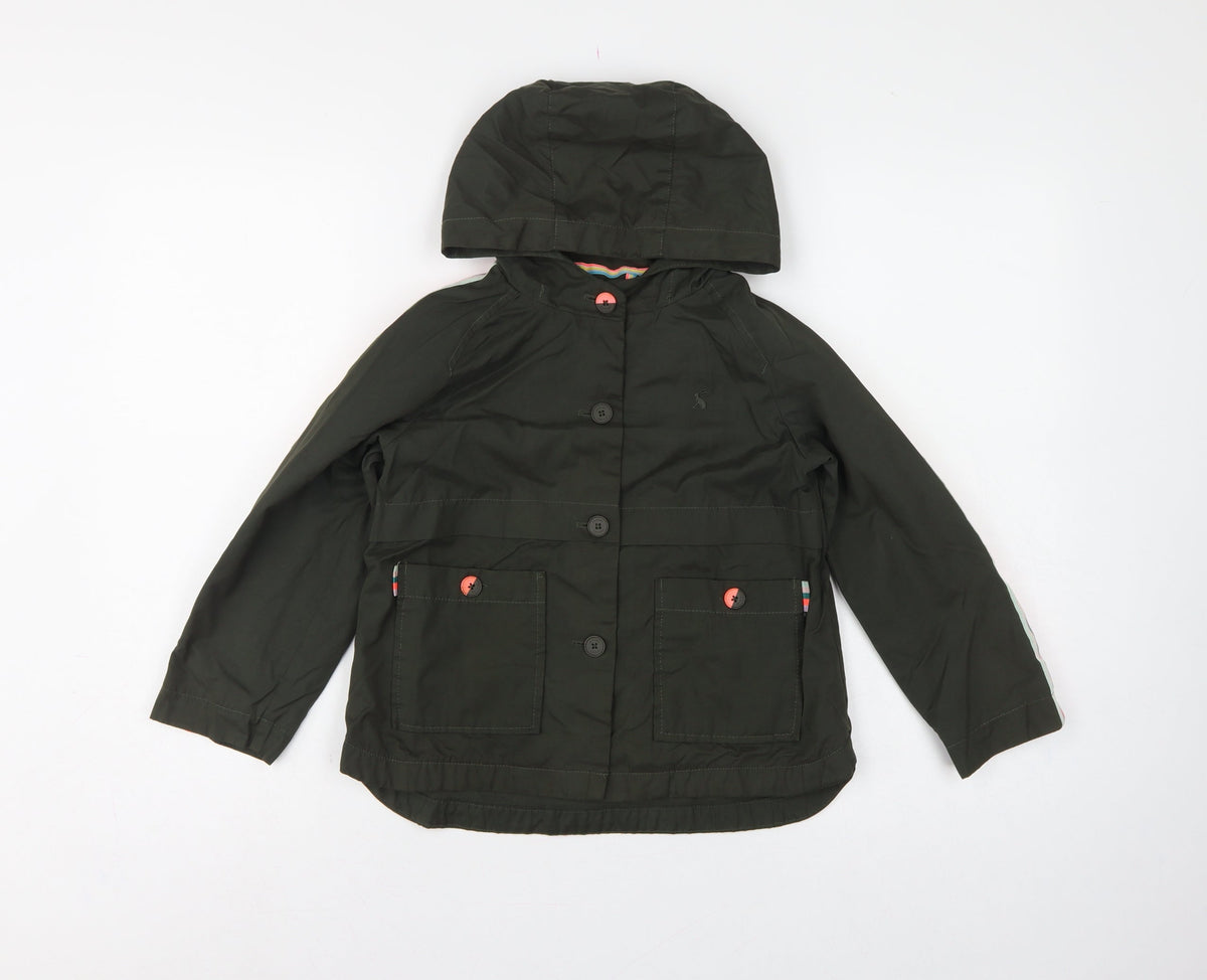 Joules Girls Black 8 Years Hooded Parka Jacket Cotton Blend Lined