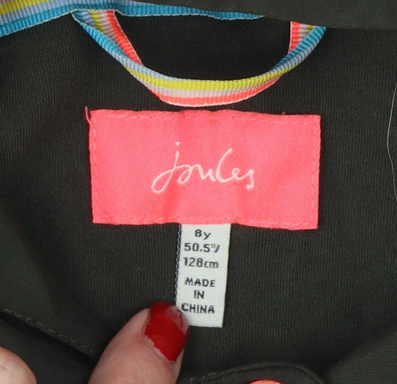 Joules Girls Black 8 Years Hooded Parka Jacket Cotton Blend Lined