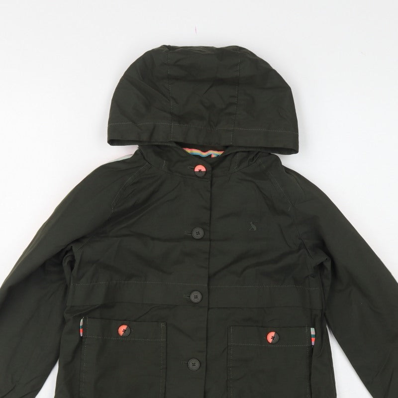 Joules Girls Black 8 Years Hooded Parka Jacket Cotton Blend Lined