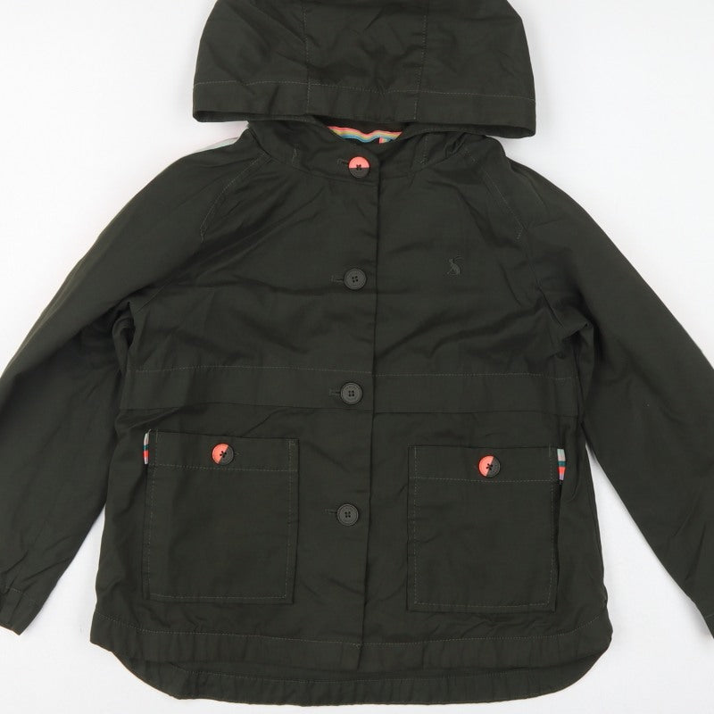 Joules Girls Black 8 Years Hooded Parka Jacket Cotton Blend Lined