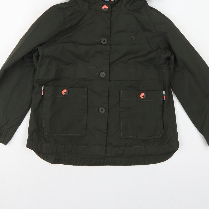 Joules Girls Black 8 Years Hooded Parka Jacket Cotton Blend Lined