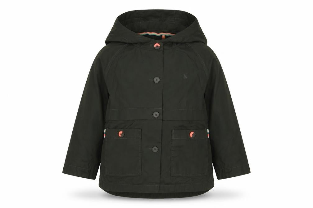 Joules Girls Black 8 Years Hooded Parka Jacket Cotton Blend Lined