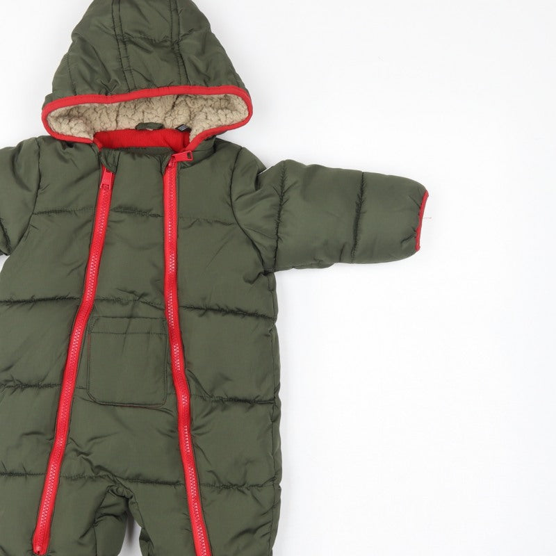 DKNY Unisex Baby Green 6-9 Months Padded Hooded Snowsuit