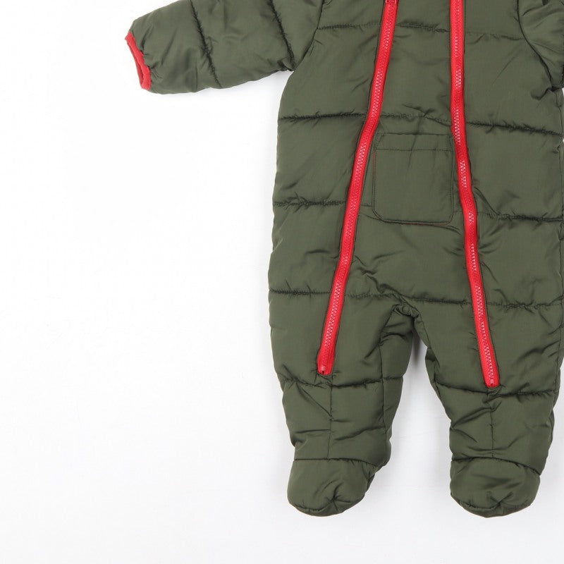 DKNY Unisex Baby Green 6-9 Months Padded Hooded Snowsuit