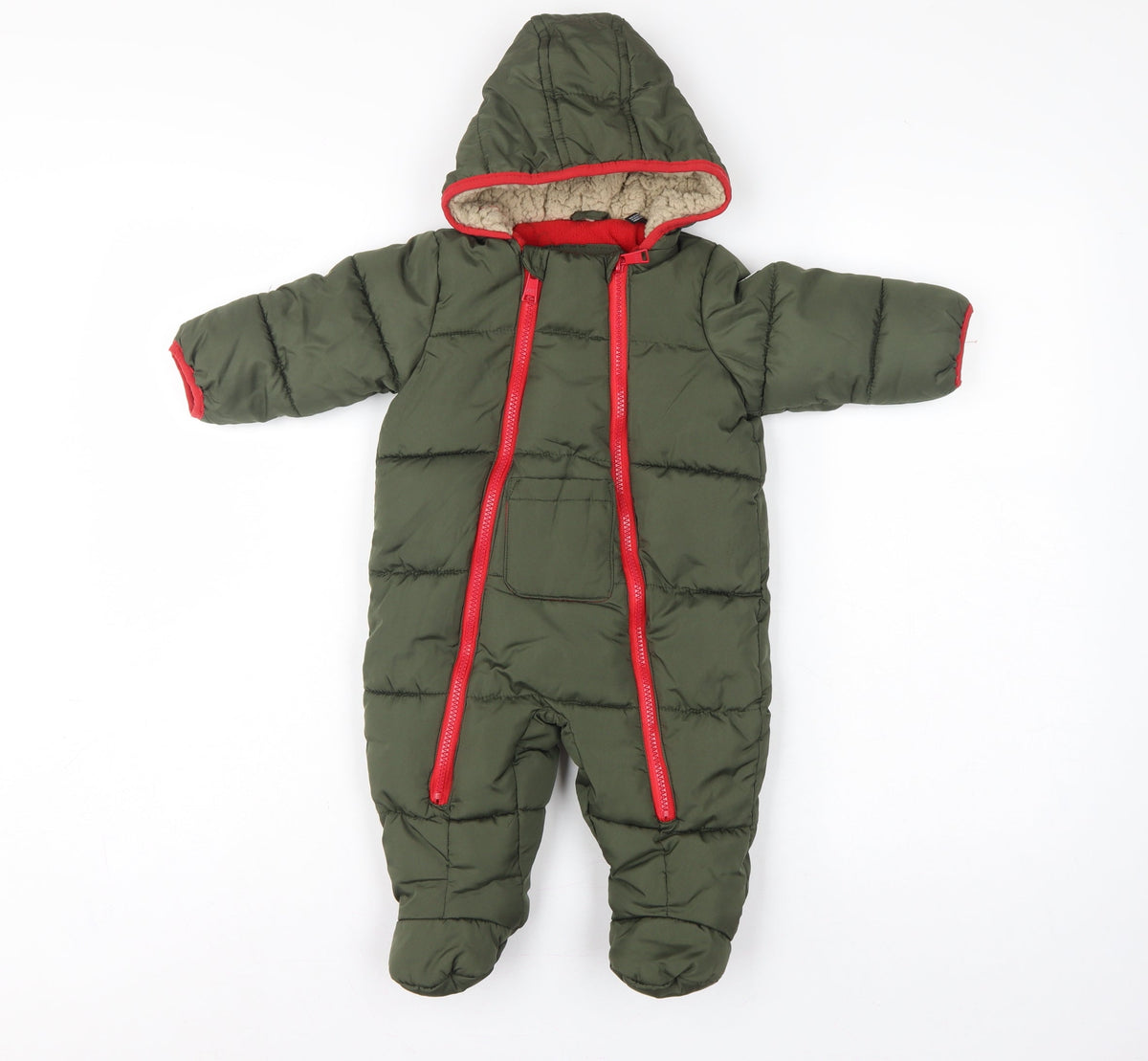 DKNY Unisex Baby Green 6-9 Months Padded Hooded Snowsuit