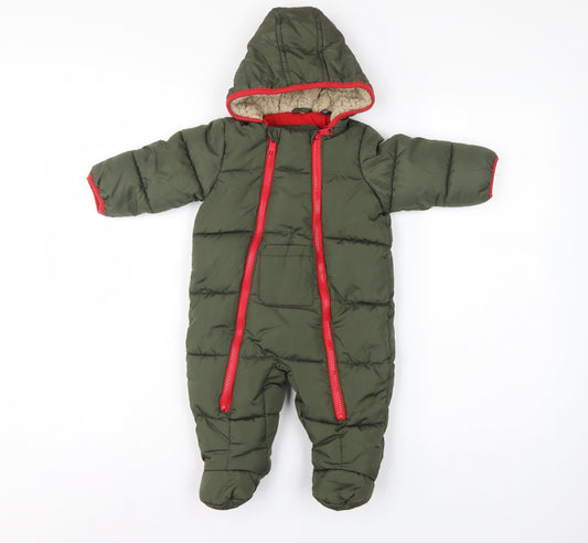 DKNY Unisex Baby Green 6-9 Months Padded Hooded Snowsuit