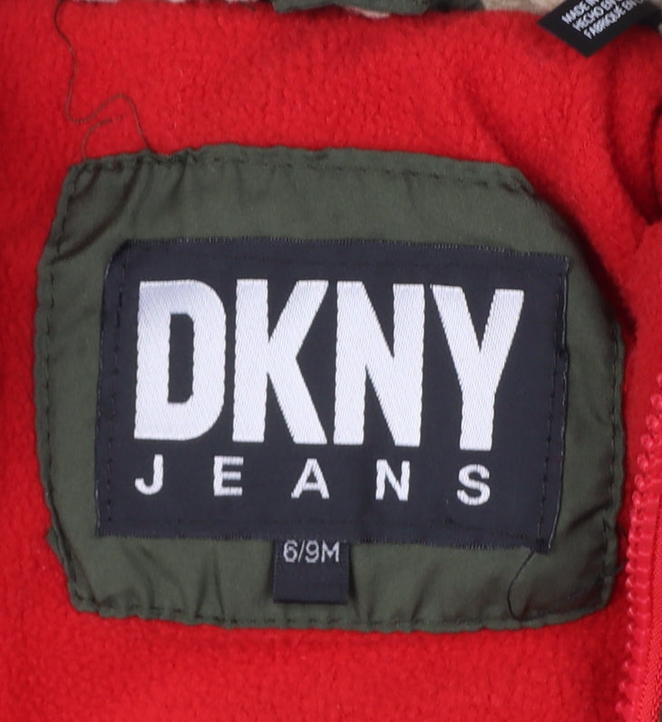 DKNY Unisex Baby Green 6-9 Months Padded Hooded Snowsuit