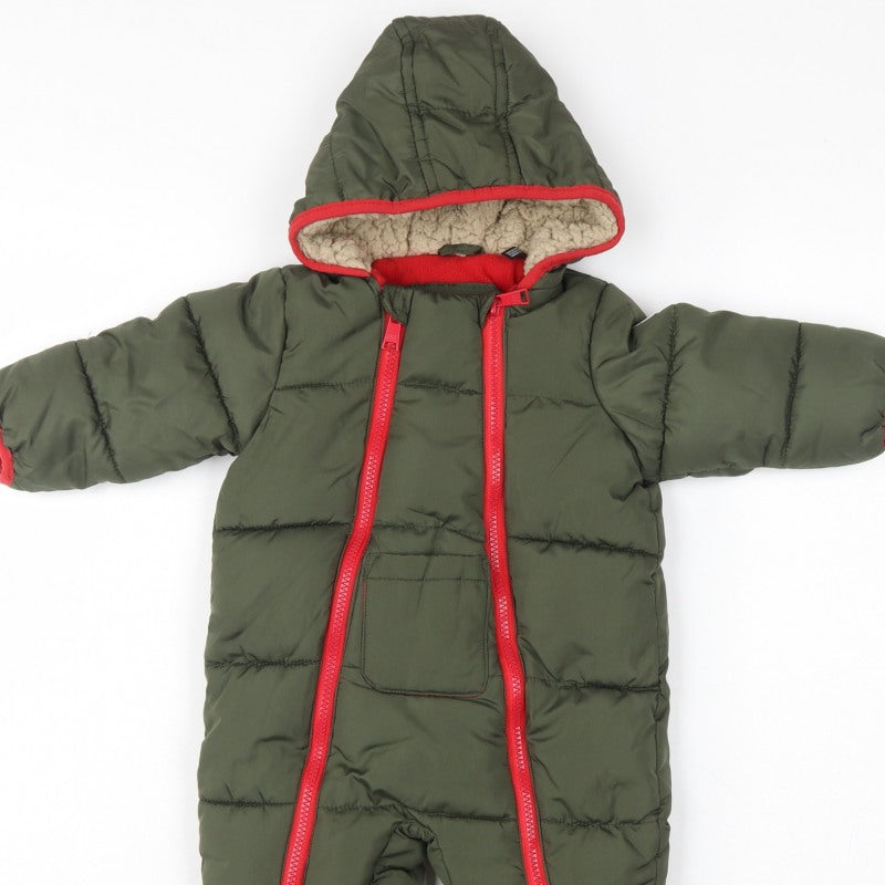 DKNY Unisex Baby Green 6-9 Months Padded Hooded Snowsuit