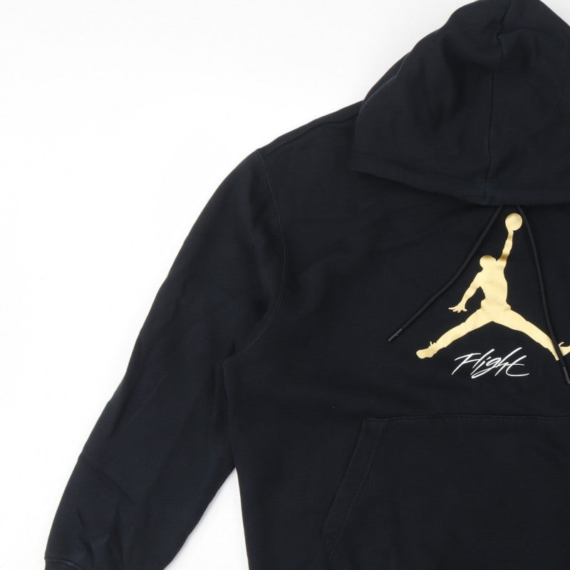 Jordan Men’s Black L Pullover Hoodie Gold Jumpman Graphic Basketball