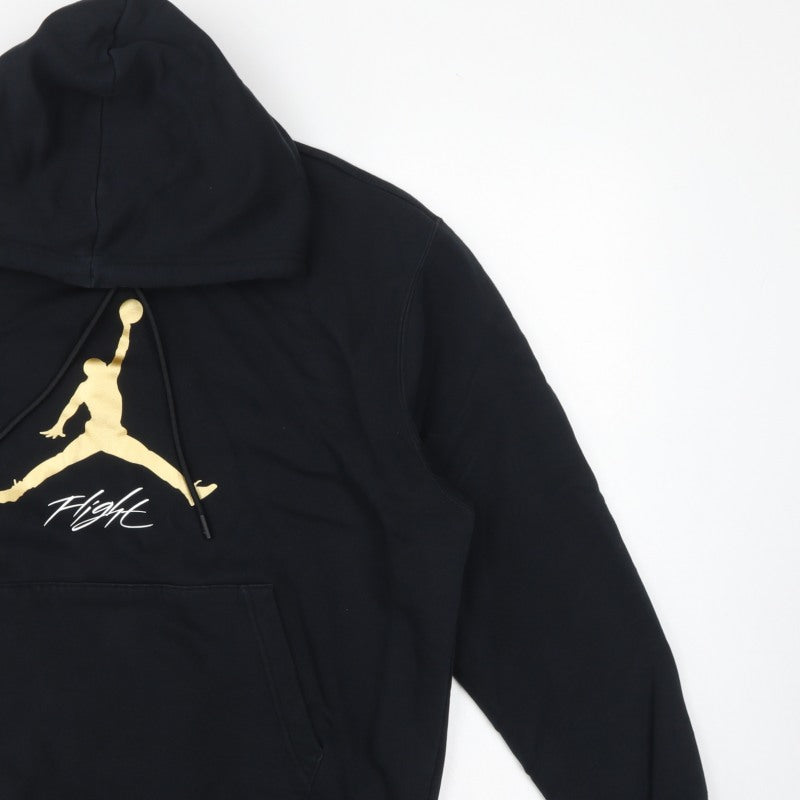 Jordan Men’s Black L Pullover Hoodie Gold Jumpman Graphic Basketball