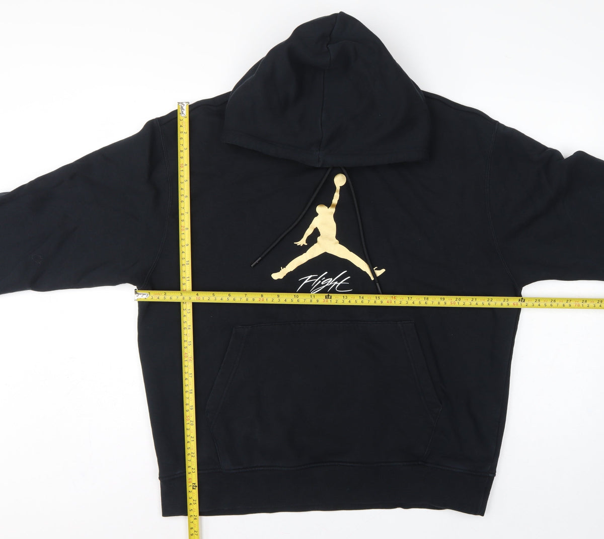 Jordan Men’s Black L Pullover Hoodie Gold Jumpman Graphic Basketball
