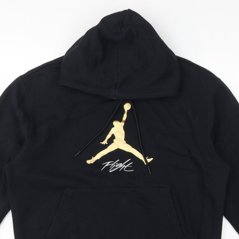 Jordan Men’s Black L Pullover Hoodie Gold Jumpman Graphic Basketball