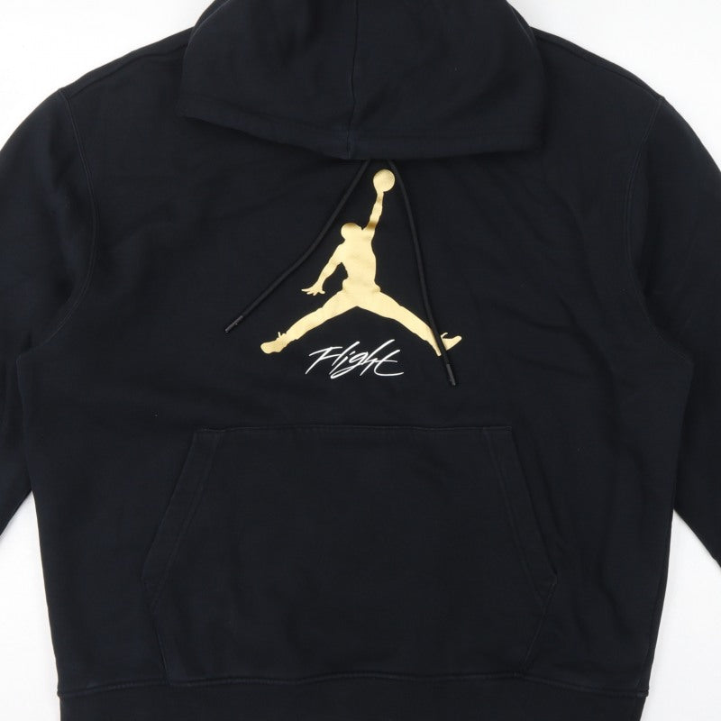 Jordan Men’s Black L Pullover Hoodie Gold Jumpman Graphic Basketball