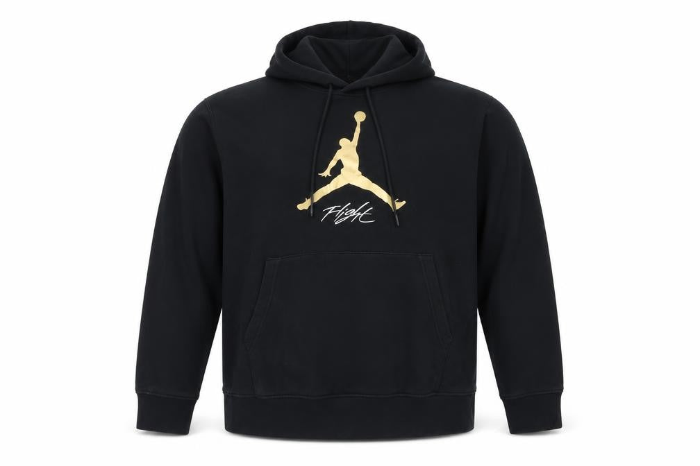 Jordan Men’s Black L Pullover Hoodie Gold Jumpman Graphic Basketball