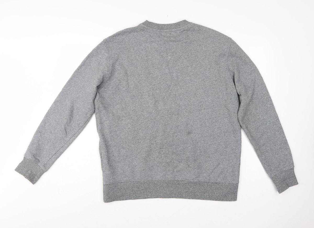 Marks and Spencer Men Grey L Crew Neck Pullover Sweatshirt Cotton
