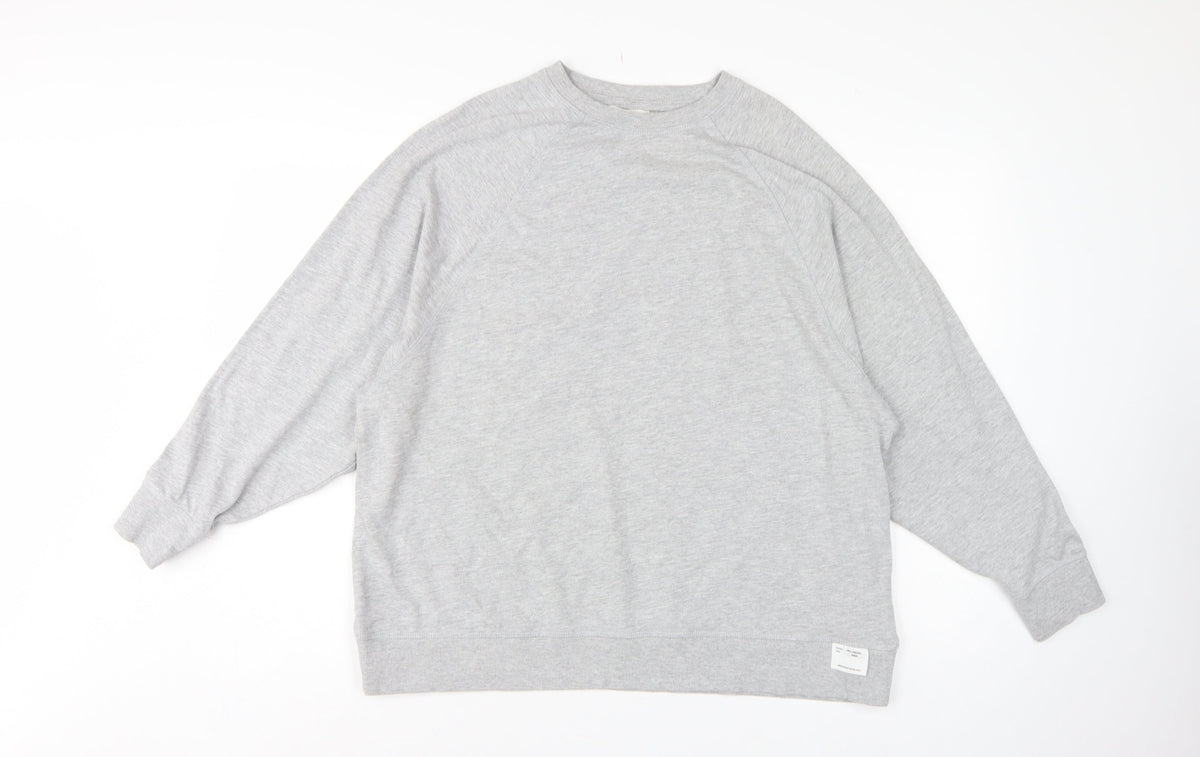 Zara Women Grey L Pullover Crew Neck Raglan Sleeve Sweatshirt