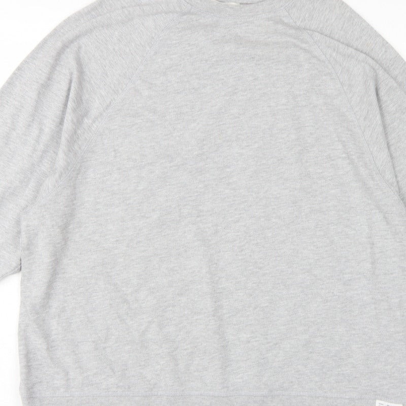 Zara Women Grey L Pullover Crew Neck Raglan Sleeve Sweatshirt