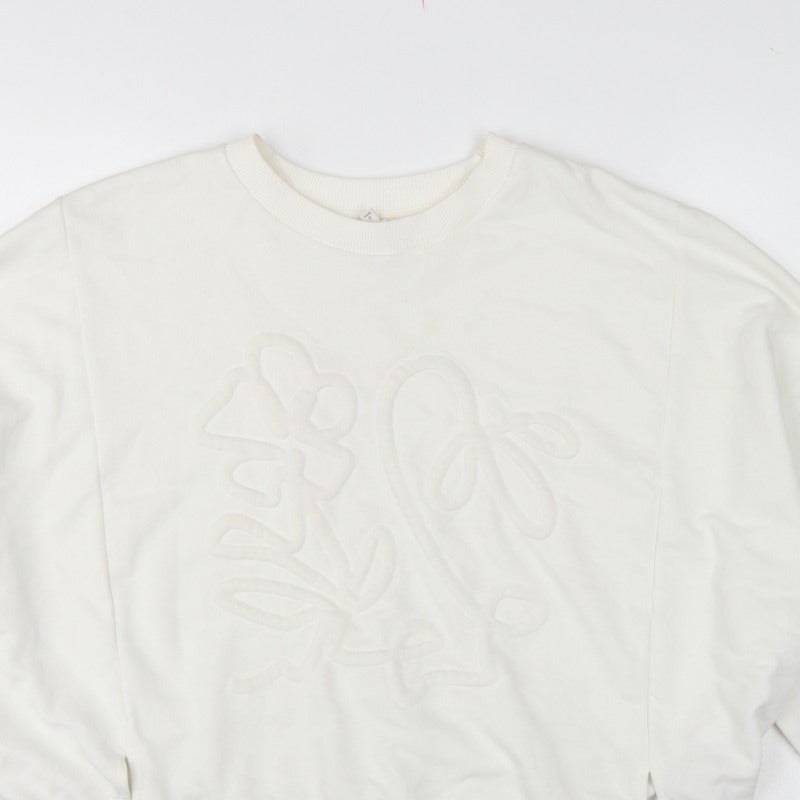 River Island Women’s Ivory Relaxed Floral Embroidered Sweatshirt Size S