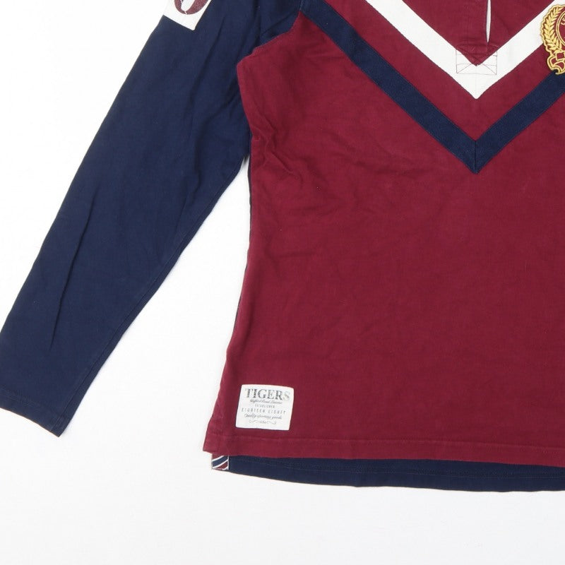 Leicester Tigers Women’s Burgundy Navy Size 12 Rugby Polo Shirt