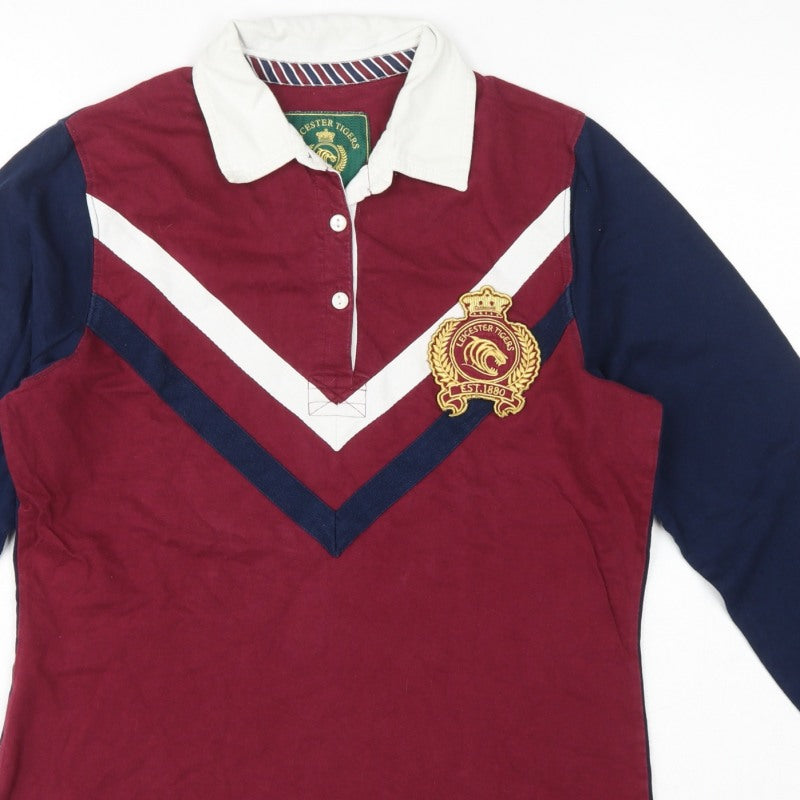 Leicester Tigers Women’s Burgundy Navy Size 12 Rugby Polo Shirt
