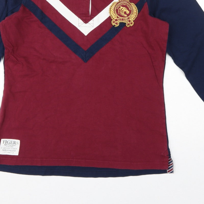 Leicester Tigers Women’s Burgundy Navy Size 12 Rugby Polo Shirt
