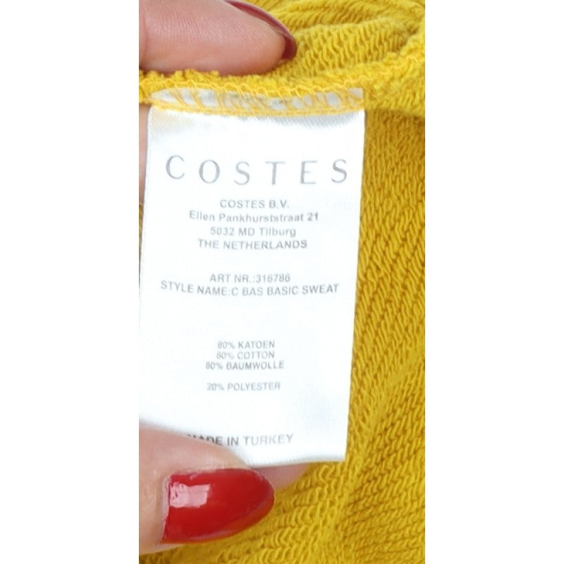 Costes Women Yellow M Bee Graphic Cotton Blend Pullover Sweatshirt