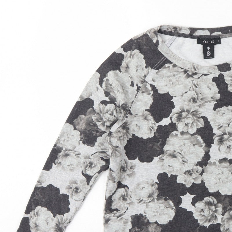 Oasis Studio Women’s Grey Floral Raglan Sweatshirt Size S