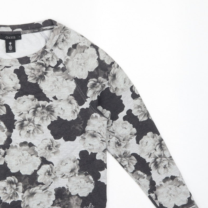 Oasis Studio Women’s Grey Floral Raglan Sweatshirt Size S
