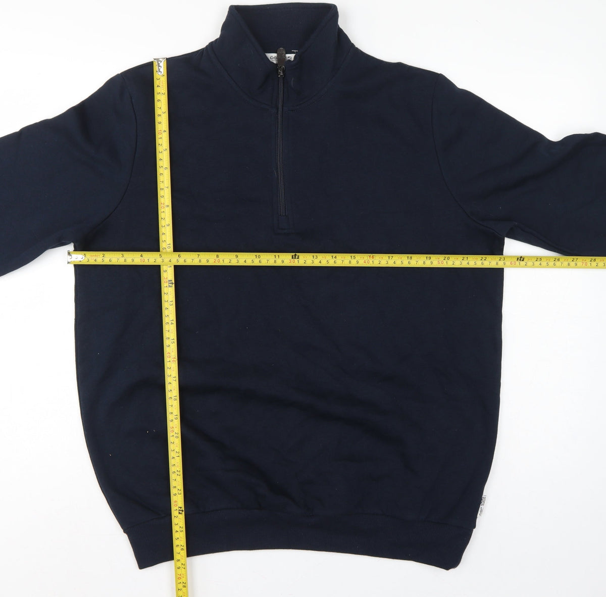 Cotton Traders Men's Navy L 1/4 Zip Fleece Sweatshirt High Neck