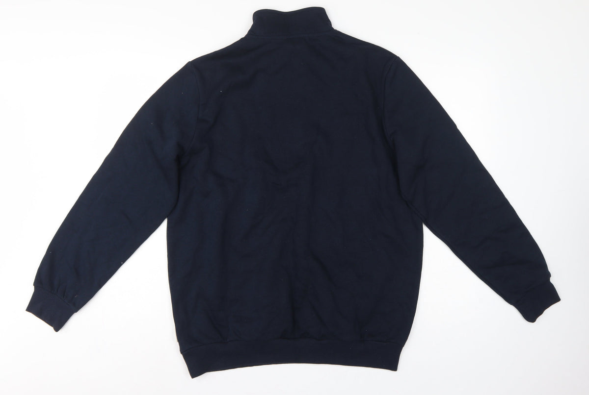 Cotton Traders Men's Navy L 1/4 Zip Fleece Sweatshirt High Neck