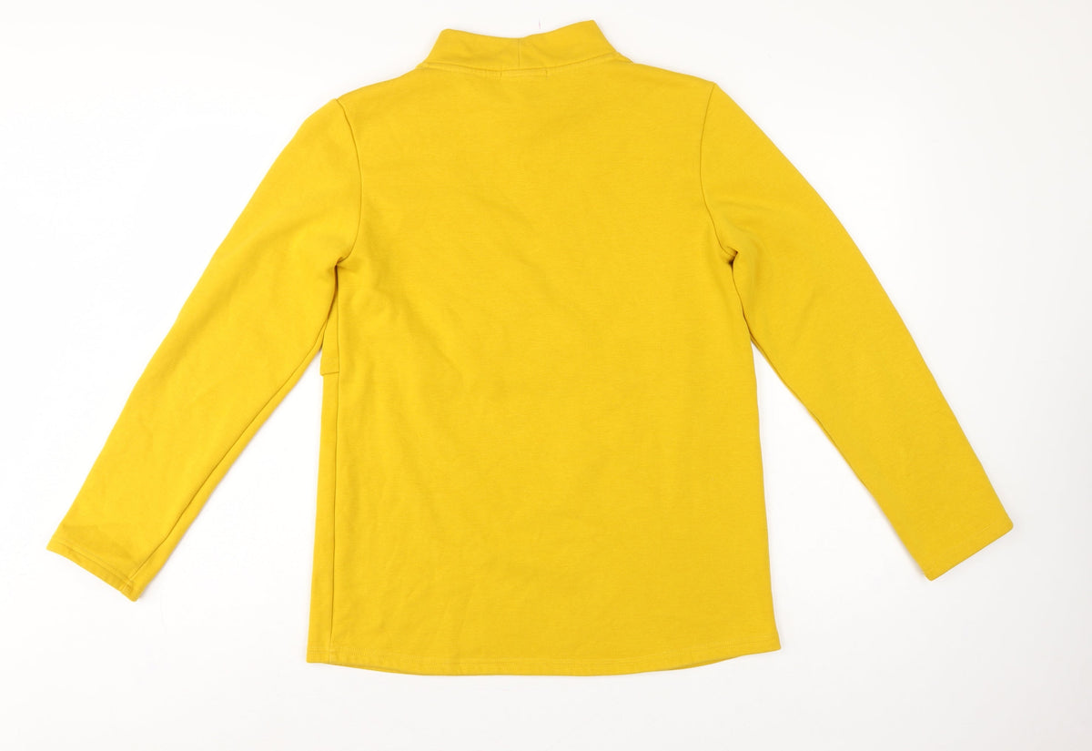 Smallshow Women’s Yellow M Fleece Mock Neck Maternity Tunic Sweatshirt