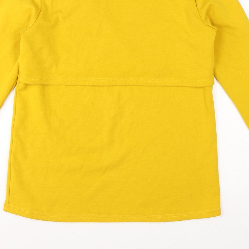 Smallshow Women’s Yellow M Fleece Mock Neck Maternity Tunic Sweatshirt