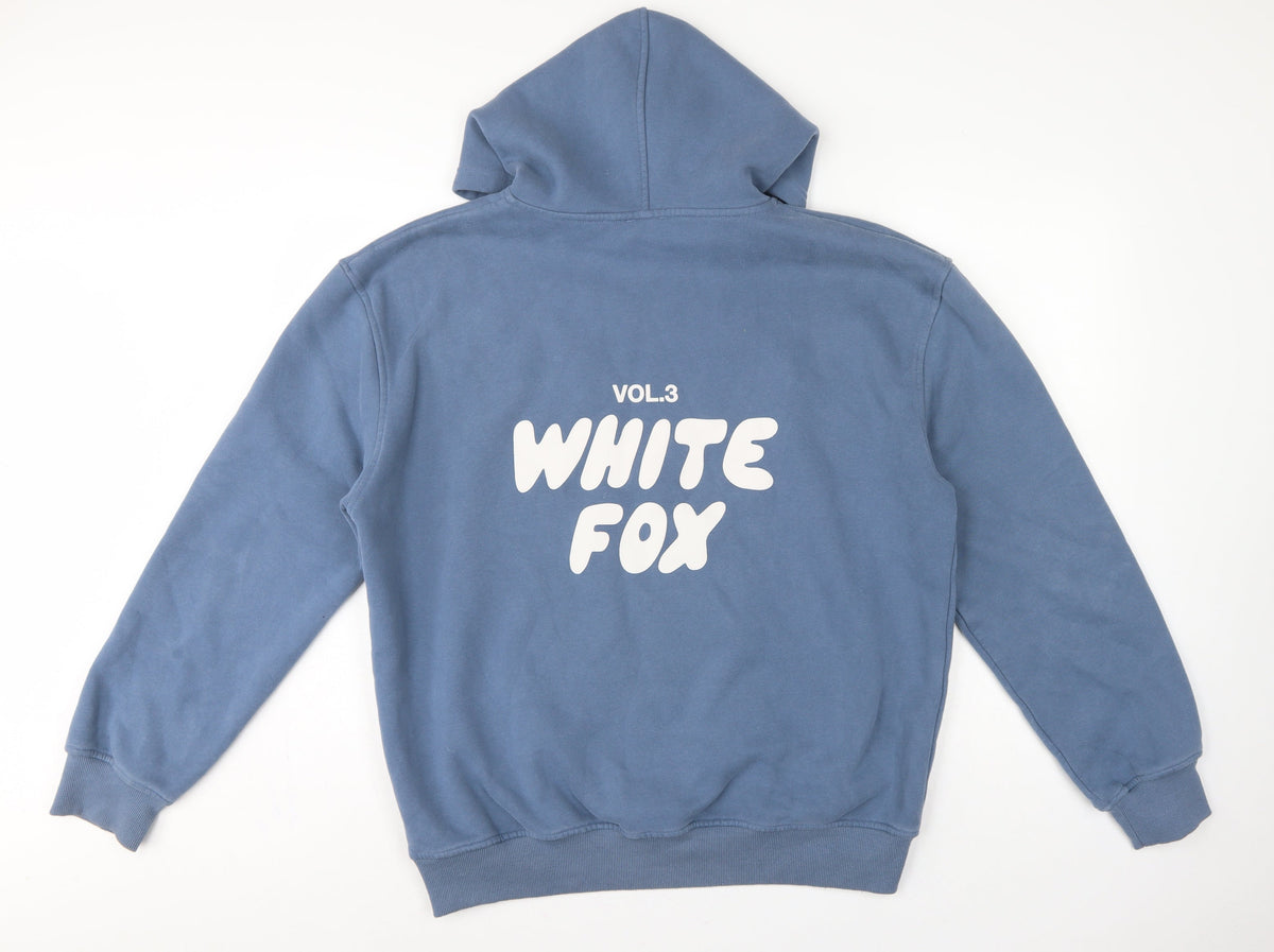 White Fox Women’s Blue M/L Pullover Hoodie Graphic Print Fleece