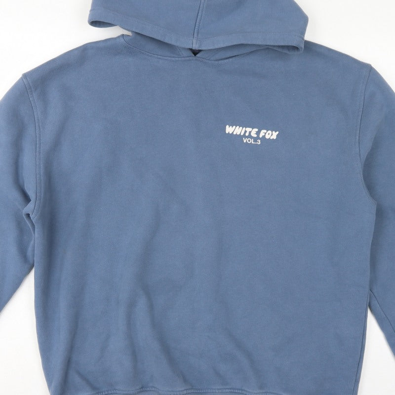 White Fox Women’s Blue M/L Pullover Hoodie Graphic Print Fleece