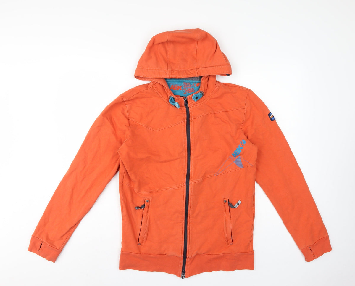 Back view of ABK Men’s Orange L Full Zip Hooded Fleece Lined Ski Hoodie